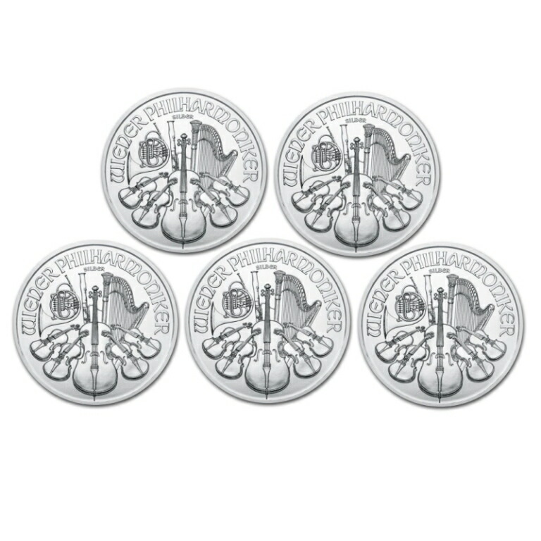 銀貨 ウィーン銀貨 1オンス 5枚セット（5オンス） クリアケース入り 1oz オーストリア造幣局発行 Silver Coin(55516)