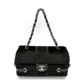 CHANEL シャネル ココマーク フラップ チェーンショルダー バッグ A33091 ブラック　ベロア 【中古】【バッグ】 2300072