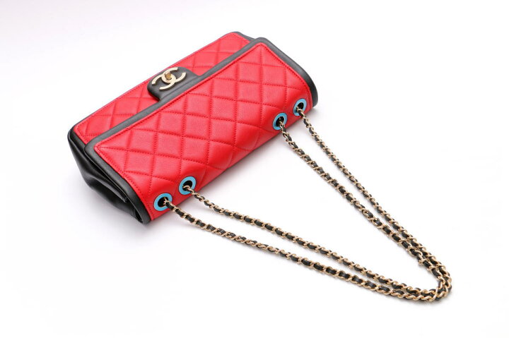 楽天市場】CHANEL シャネル マトラッセ バイカラー フラップ Wチェーン 