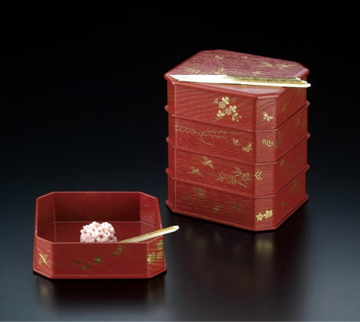楽天市場】茶道具 菓子器 縁高重 朱塗 花鳥 淡々斎好写 中村湖彩作  