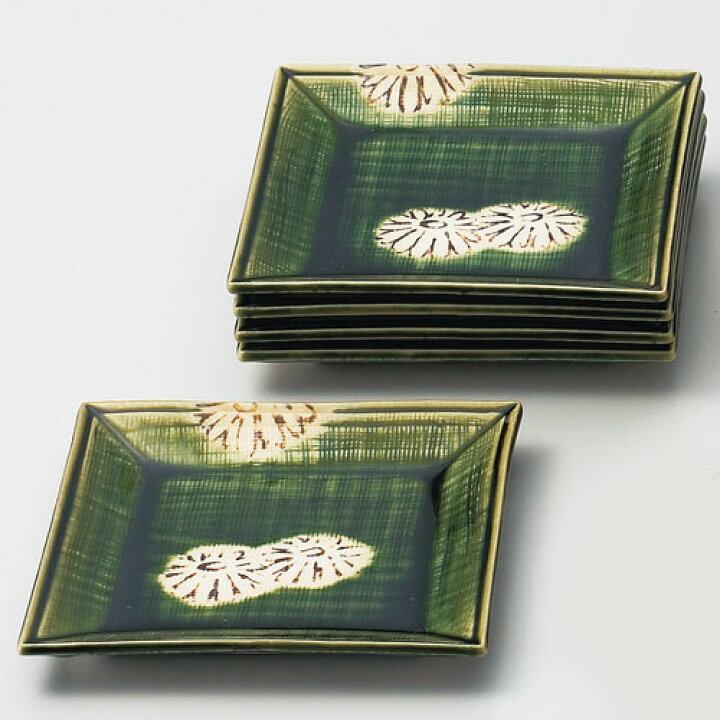 楽天市場】銘々皿 織部 四方菊抜 五客 五陶作 : 茶道具・抹茶・八女茶 
