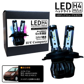 スズキ アルト HA25系 LEDヘッドライト H4 Hi/Lo 6000K 8000LM 2本セット オールインワン コンパクト 12V