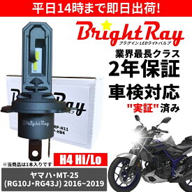 送料無料 2年保証 ヤマハ MT-25 MT25 RG10J RG43J LED ヘッドライト BrightRay バルブ H4 Hi/Lo 6000K 車検対応