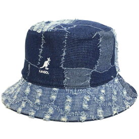 KANGOL デニムバケットハット 父の日 帽子 一点物 パッチワーク ダメージ加工 56cm-59cm M L kan-111-169006 ブランド 正規取扱 カンゴール 帽子 小さい 大きい 春夏 メンズ レディース 男女兼用 レトロ ストリート フェス お洒落 プレゼント あす楽