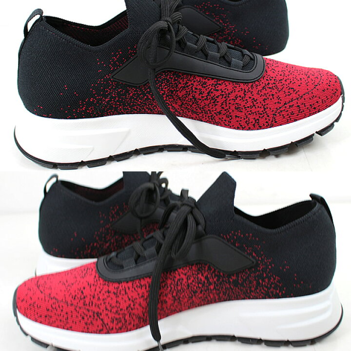 楽天市場】プラダ 靴 スニーカー 新品同様 レッド×ブラック 71/2サイズ  