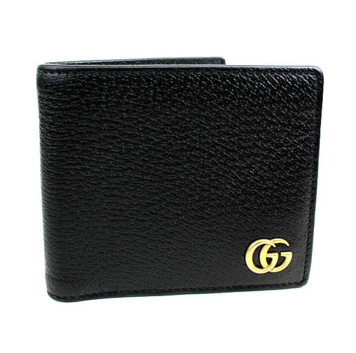楽天市場】グッチ GGマーモント ミニ財布 二つ折り財布 黒 GG GUCCI 美 