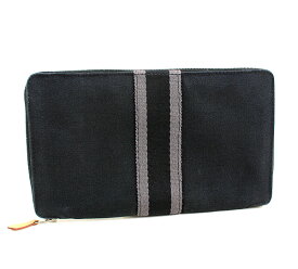 エルメス ラウンドファスナー長財布　ラウンドファスナー パースGM フールトゥ　ブラック×グレー　黒　HERMES q568 【中古】