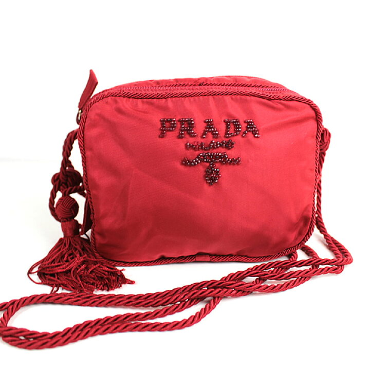 楽天市場】プラダ ショルダーバッグ PRADA ポシェット ビーズ 赤  