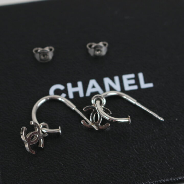 楽天市場】シャネル ピアス CHANEL ココマーク シルバー フープ  