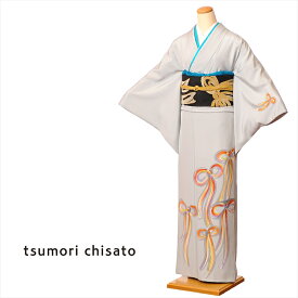 【レンタル】 ツモリチサト tsumori chisato 着物レンタル レンタル着物 訪問着 レンタル 着物 レンタル訪問着 お呼ばれレンタル 七五三 753 卒業式 結婚式 お宮参り 入学式 フルセット 正絹 グレー リボン 150cm～170cm位まで 足袋プレゼント 8AD263