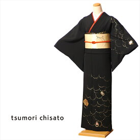 【レンタル】 ツモリチサト tsumori chisato 訪問着 レンタル 着物 正絹 フルセット 8AD264 着物レンタル レンタル着物 レンタル訪問着 お呼ばれレンタル 黒 パールバラ 150cm～170cm位まで 足袋プレゼント