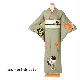 【レンタル】 ツモリチサト tsumori chisato 正絹訪問着レンタルフルセット 150cm～170cm位まで 訪問着 レンタル 着物 正絹 レンタル訪問着 着物レンタル レンタル着物 お呼ばれ 結婚式 パーティ 緑 女優 足袋プレゼント 8AD314