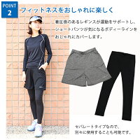 ショートパンツレギンスセットスポーツウェアフィットネスウェアレディースUVカット吸汗速乾ドライスパッツセパレートランニングウォーキングマラソンジム反射プリントポケット付き夏夏用大きいサイズLL*1