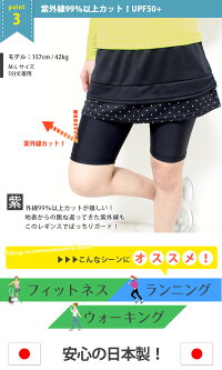 【日本製】【3分丈or5分丈】紫外線99%以上カット!吸汗速乾&接触冷感機能付きのスーパーストレッチフィットネス用レギンス/スパッツハーフ丈マラソンウォーキングヨガラッシュガードUVカットレディースインナー紫外線対策433745433746*3