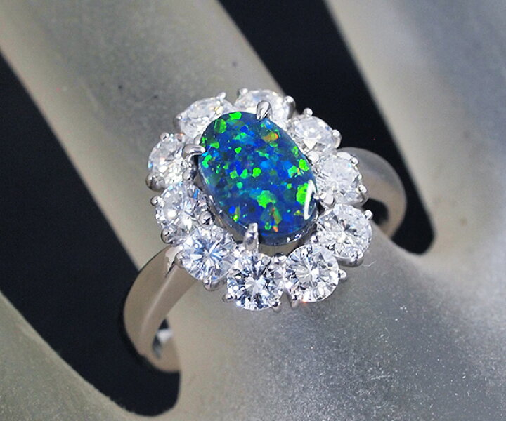 楽天市場】ブラックオパールPTダイヤモンドリング【送料無料】【質屋  