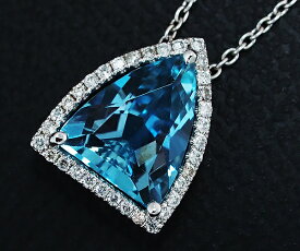 【中古】アクアマリン ダイヤモンド ネックレス K18WG【送料無料】【質屋出店】