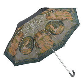 【11％OFFクーポン】 名画折りたたみ傘 晴雨兼用 （ミュシャ「蔦と夢想」）雨傘 レディース おしゃれ かわいい