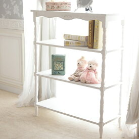 ＼スーパーセール／★5,260円OFF★ ▲2026年2月末入荷予定▲ ラック シェルフ ホワイト 本棚 おしゃれ 木製 ディスプレイラック 飾り棚 北欧 リビング 白 幅90cm フレンチ アパルトメント シェルフラック ヨーロピアン アンティーク 輸入家具 ロココ 姫系 [Y]