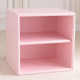＼スーパーセール／★2,400円OFF★ シェルフ 幅34.5cm アンティーク 調 収納 隙間 ベッドサイドテーブル ロココ 調 ピンク スノーホワイト プリンセス 2段サイコロ シェルフ 姫系 プリンセス ヨーロピアン 輸入家具 オシャレ かわいい