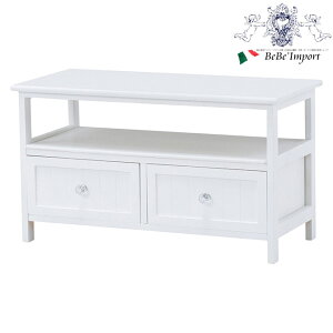 【クーポンで9%OFF★ハロウィンSALE】 TV台 ホワイト(幅72cm)アンティーク調 輸入家具 リビング 収納 TVボード テレビボード テレビ台 白 木製 姫系 クリスタル調取っ手 かわいい おしゃれ フ