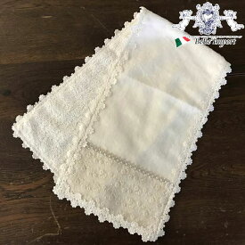 4/23まで★10％OFFクーポン★ ヨーロピアン COTTON TULLE フェイスタオル 【アンティーク調 クラシック エレガント フレンチシック 雑貨 小物 ファブリック コットンレース 刺繍 花柄 フラワーモチーフ】