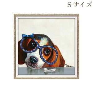 【クーポンで9%OFF★ハロウィンSALE】 絵画 ハンドペイント アートパネル キャンバス 犬 オイル ペイント アート 幅33cm インディゴブルー オシャレ クラシカル モダン