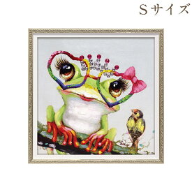 【クーポン★6/1(月)9:59まで】 【ランキング受賞!】 絵画 ハンドペイント アートパネル キャンバス 蛙 オイル ペイント アート 幅33cm ギャル 花 オシャレ クラシカル モダン