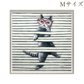 【クーポン★6/1(月)9:59まで】 絵画 ハンドペイント アートパネル キャンバス 猫 オイル ペイント アート 幅63cm キャットプレイ オシャレ クラシカル モダン