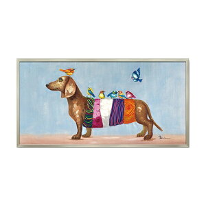 【クーポンで9%OFF★ハロウィンSALE】 絵画 ハンドペイント アートパネル キャンバス 犬 オイル ペイント アート 幅103cm バーズオンダックス オシャレ クラシカル モダン