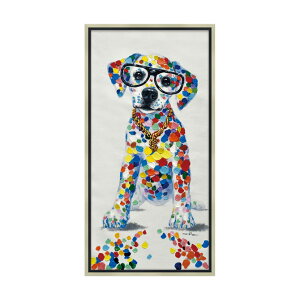 【クーポンで9%OFF★ハロウィンSALE】 絵画 ハンドペイント アートパネル キャンバス 犬 オイル ペイント アート 幅53cm ドローイング オシャレ かわいい クラシカル モダン
