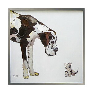 【クーポンで9%OFF★ハロウィンSALE】 絵画 ハンドペイント アートパネル キャンバス 犬 オイル ペイント アート 幅83cm ベストフレンド オシャレ クラシカル モダン