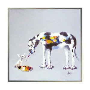 【クーポンで9%OFF★ハロウィンSALE】 絵画 ハンドペイント アートパネル キャンバス 犬 オイル ペイント アート 幅83cm ドッグペインティング オシャレ クラシカル モダン