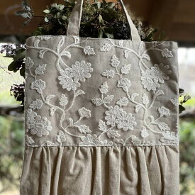 【11％OFFクーポン】 レース バッグ レース布 レース生地 サイズ30×34センチ Cotton Flower コットンフラワー G9 ギャザートートバッグ 花模様 フレンチ 春夏 ヨーロピアン おしゃれ エレガント アンティーク クラシック かわいい