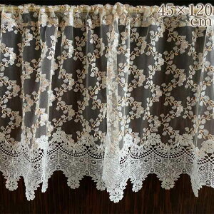 �y�N�[�|����6/1(��)9:59�܂Łz �J�[�e�� ���[�X �t�@�u���b�N �J�t�F�J�[�e�� 45×120cm rose the flrur ���[�Y�e�t���[�� ���R�R�� �A���e�B�[�N�� ���[���s�A��