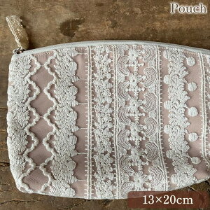 ポーチ 13×20×5cm ポーチ 化粧ポーチ 旅行用 ファブリック レース 刺繍 ロココ調 姫系 アンティーク調 ファッション雑貨 ヨーロピアン クラシック 北欧 可愛い clio クリオ