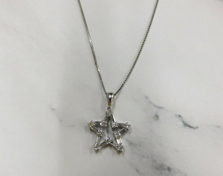 楽天市場】新品未使用 PT900 0.50ct 4.5g プラチナネックレス 星型 