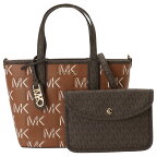 MICHAEL KORS マイケルコース 30F3GZAT0L 227 BRN/LUGGAGE エリーザ ポーチ付 MKロゴプリント トートバッグ エクストラスモール 2WAY ショルダーバッグ クロスボディ ブラウン/ラゲッジ レディース ELIZA XS E OPEN TOTE【bbmk00445l】