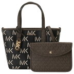 MICHAEL KORS マイケルコース 30F3GZAT0L 292 BROWN/BLK エリーザ ポーチ付 MKロゴプリント トートバッグ エクストラスモール 2WAY ショルダーバッグ クロスボディ ブラウン/ブラック レディース ELIZA XS E OPEN TOTE【bbmk00446l】