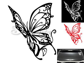 バタフライ type1 デザインカッティングステッカー カラーバリエーション有（黒・白・赤） Butterfly 蝶 大型