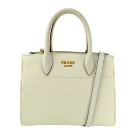 【PRADA プラダ】美品 IBA050 ビブリオテーク 2way ハンドバッグ ショルダーバッグ 白×ピンク【中古】