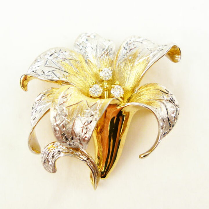 楽天市場】【Venoro】ベノーロ K18 ダイヤ 0.10ct ブローチ ユリ 花 