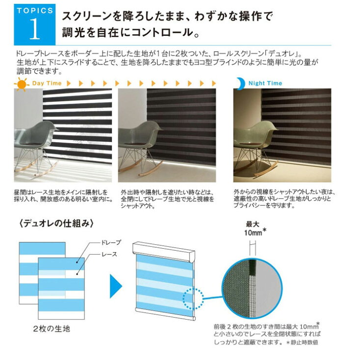 楽天市場】タチカワブラインド製 調光ロールカーテンデュオレ/ノネット 