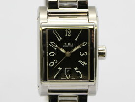 【 オリス ORIS 】腕時計 7526 レクタンギュラー デイト SS 黒文字盤 自動巻 裏スケ レディース 新着 01509-0