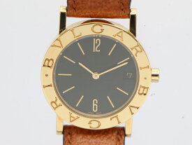 【 ブルガリ BVLGARI 】 腕時計 BB30GL ブルガリブルガリ K18/革 黒文字盤 デイト クォーツ ボーイズ 新着 02279-0
