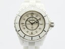【 シャネル CHANEL 】 腕時計 J12 H2422 ホワイトセラミック シェル文字盤 33mm 8Pダイヤ クォーツ レディース □新着 60035-0 中古 送料無料