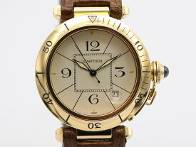 【 カルティエ CARTIER 】 腕時計 81750353 パシャ38 K18/革 自動巻 デイト メンズ 箱 新着 02595-0 中古 送料無料