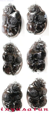天然黒翡翠開運風水手彫り貔貅ペンダントトップ