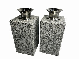 お墓 墓石用 花立て 白御影石 本磨き 2個セット(中）水抜き穴加工　寸法一個:幅12cm×奥行12cm×高さ24cm 重さ:10kg 2個で20kg