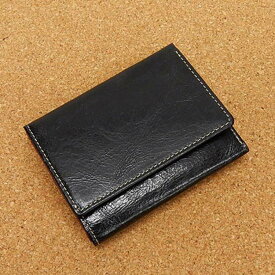 ◆ニブリック◆三つ折り財布◆黒◆小銭入れ付き◆日本製◆ピッグレザー/豚革◆AK33-BK