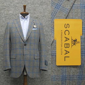 秋冬物ジャケット [SCABAL] スキャバル　フランネル生地　ベーシック2釦　薄グレー系格子 [A体][AB体]　メンズ　SCB-J04